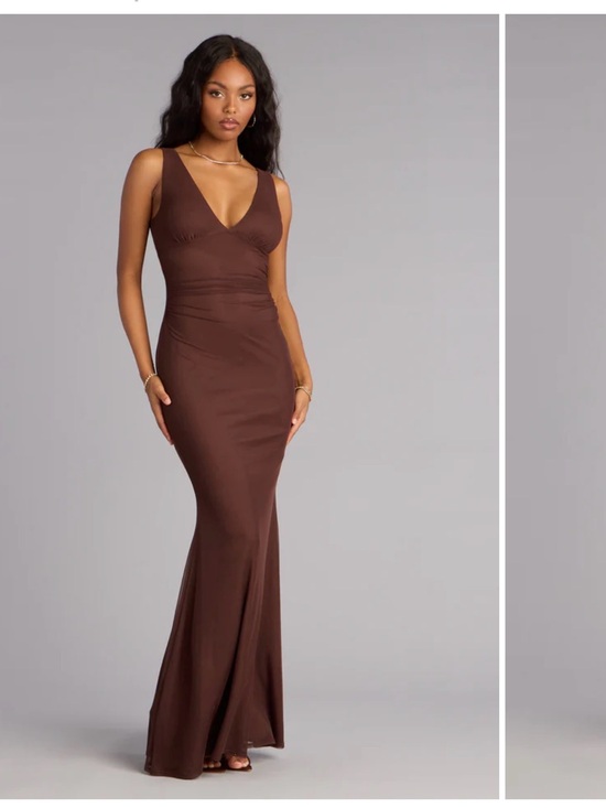 Windsor Dresses & Skirts - Windsor Chocolate Brown Sleeveless V-Neck Maxi Dress